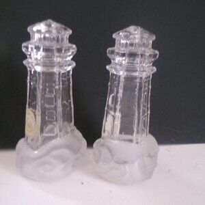 lenox lead crystal glass light house salt & pepper shaker set